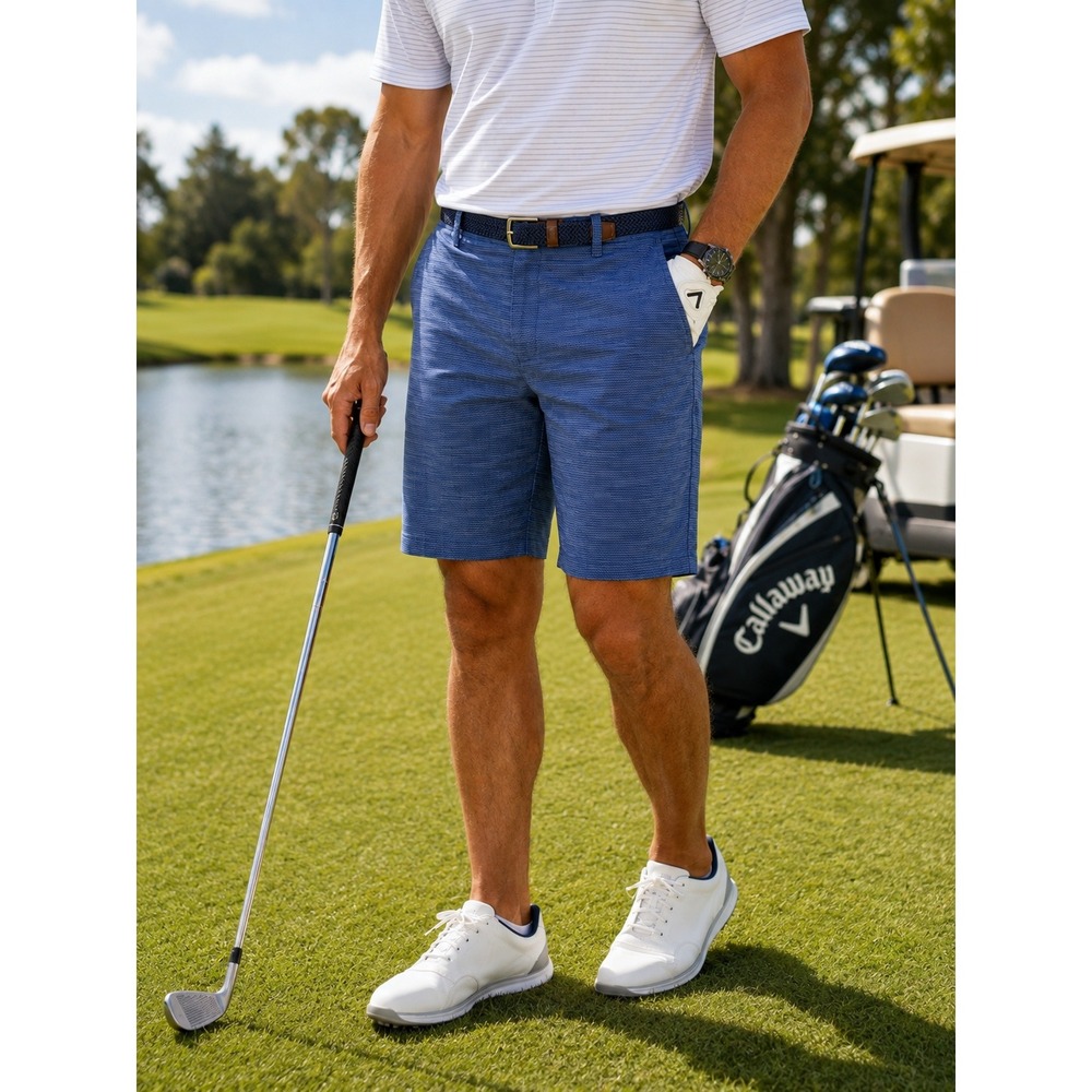Callaway Men's 34 Golf Shorts Blue 9" Stretch Performance Flat Front